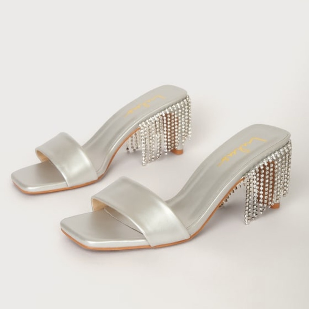 Julianaa silver rhinestone high heel sandals
